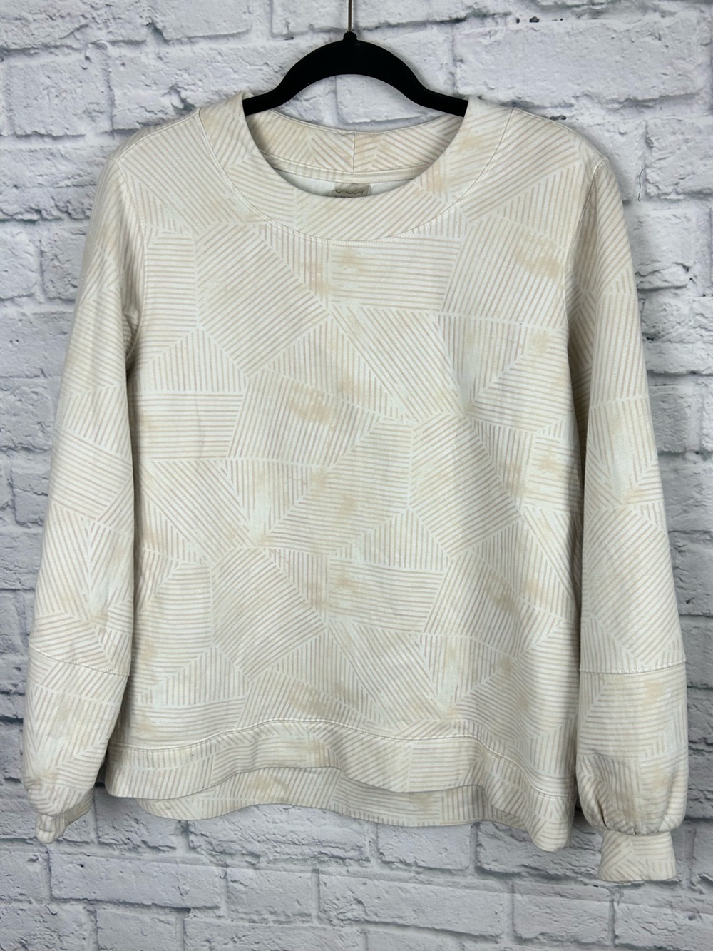 CALIA by Carrie Underwood Women’s M Cream Beige Geometric Pullover Sweatshirt